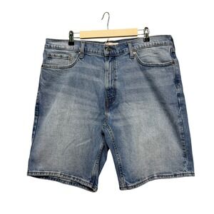 Levis Mens 38 Denim Jean Shorts Blue Classic Stretch Chambray Streetwear Skater